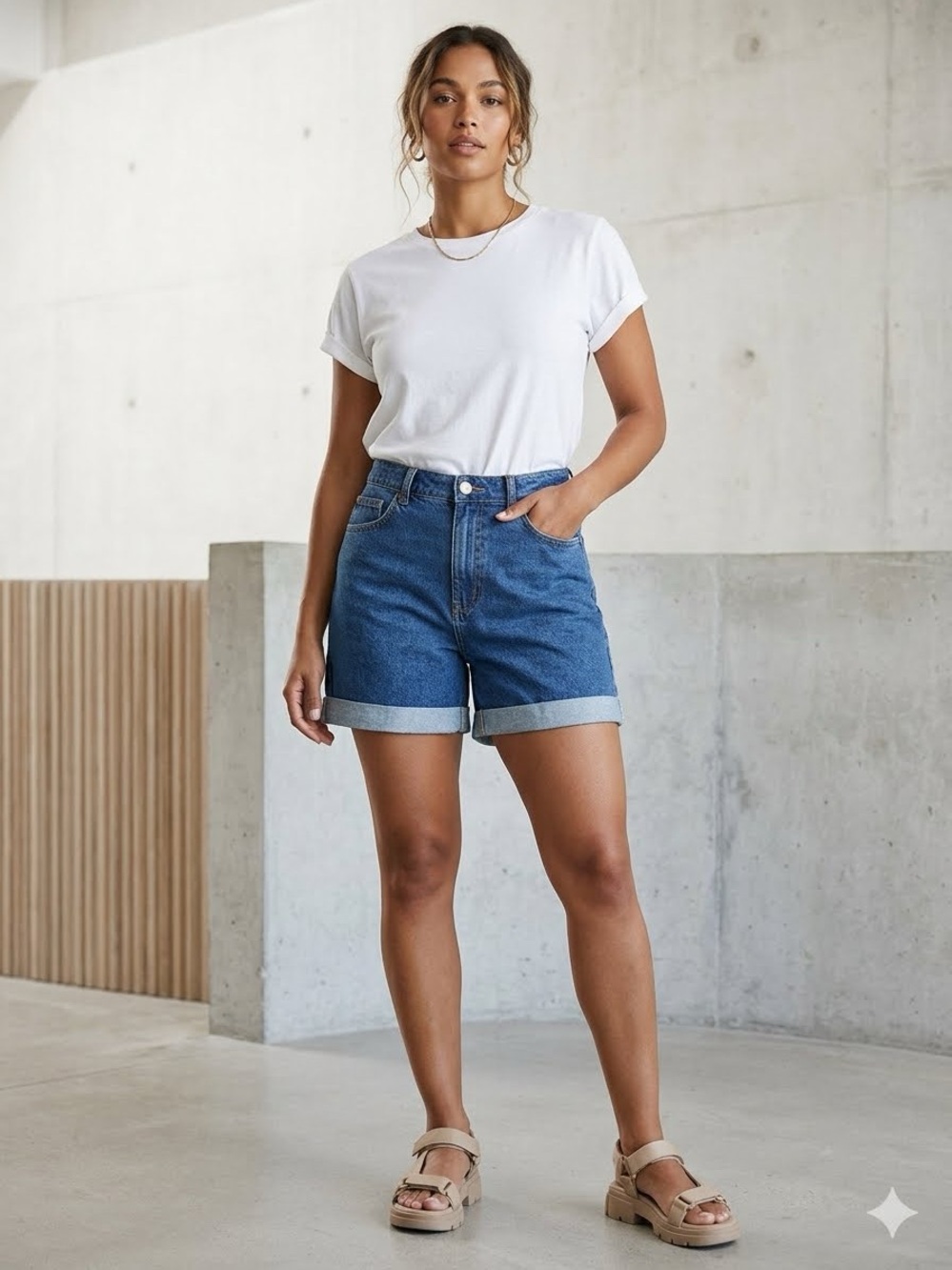 Steve Madden High-Rise Cuffed Denim Shorts